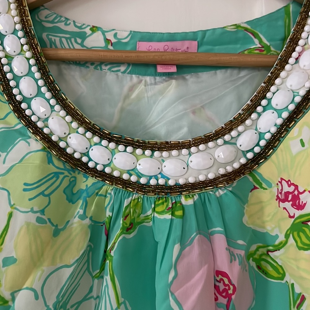 Lilly Pulitzer beaded floral silk dress 4 jubilee - Picture 2 of 3